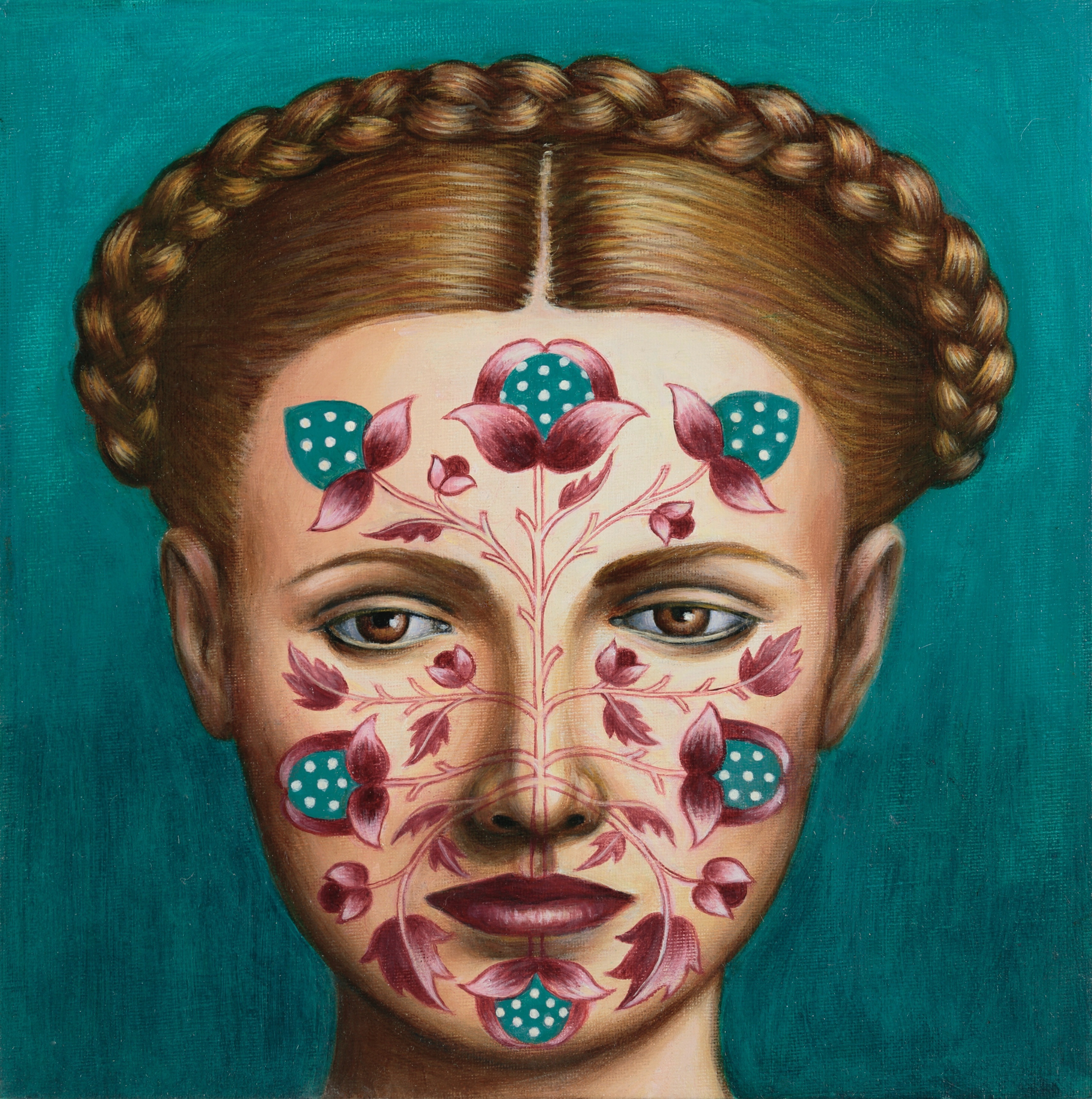 Tudor Rose, 2024, acrylic on canvas board, 30 x 30 cm